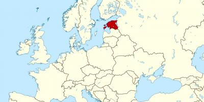 إستونيا الموقع على خريطة العالم ، 